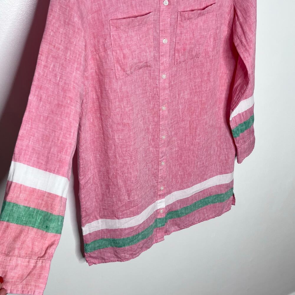 Boden Pink Linen Button Front Shirt Tunic Dress Stripe US 4R - Picture 4 of 11